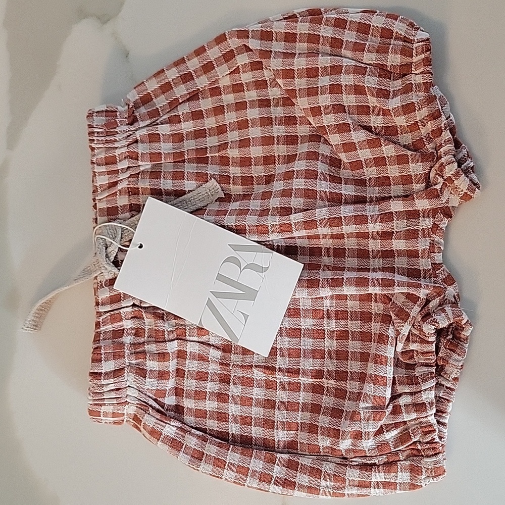 NWT Zara Clay Gingham Bloomers 6-9m